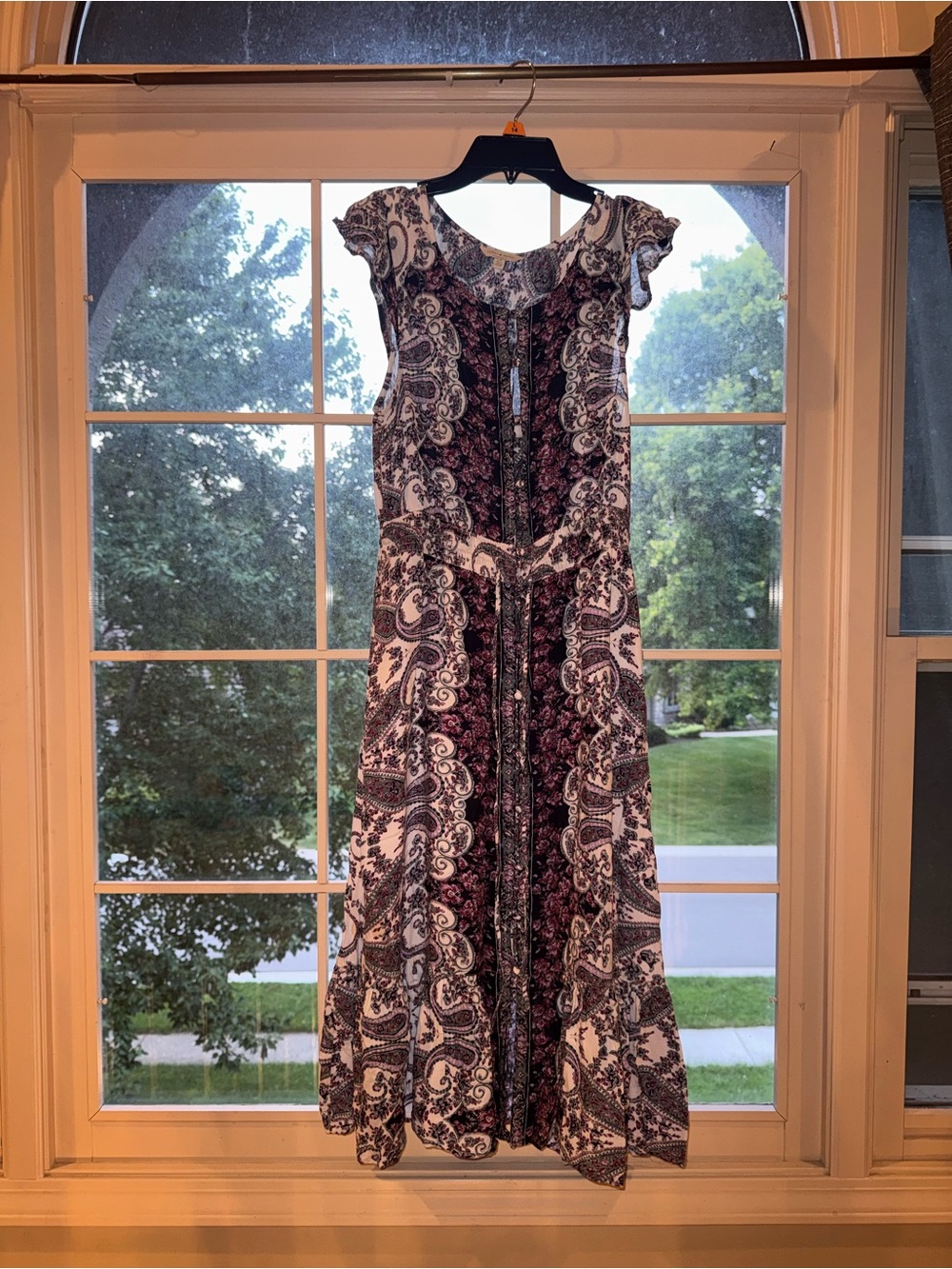 Lucky Brand Navy and White Paisley Maxi Dress